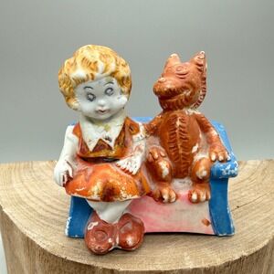 Vintage Little Orphan Annie Sandy Toothbrush Holder Bisque Japan S691 1930s